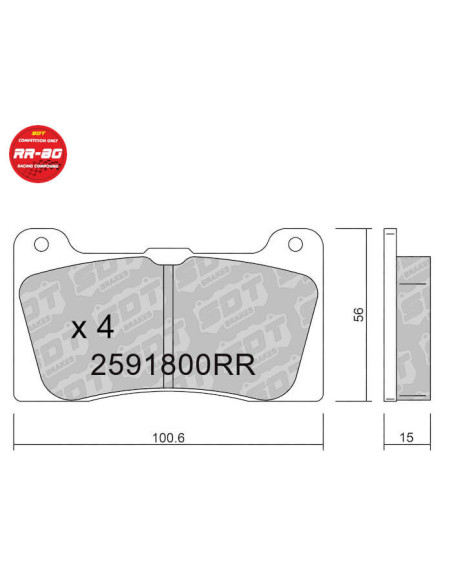 RR80 RACING BRAKEPADS WILLWOOD 7816 DYNALITE DYNAPRO (15MM) FRP3148 DP4039R HB542.600