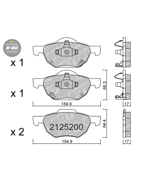 PASTILLAS DE FRENO DELANTERAS HIGH PERFORMANCE S50 HONDA ACCORD CL TOURER CM