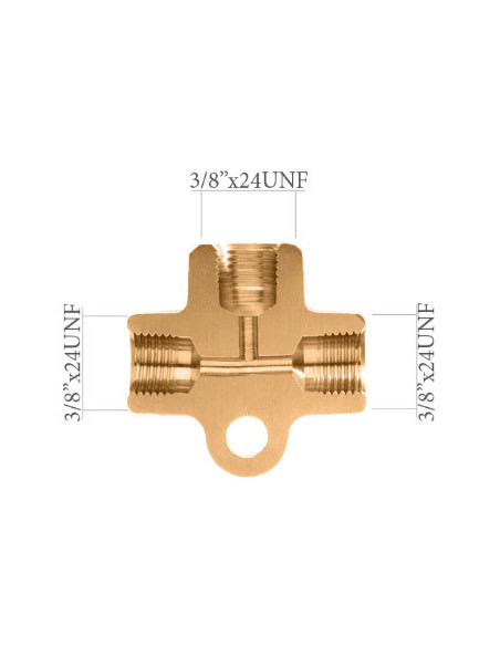 RACOR REPARTIDOR T DE 3 VÍAS HEMBRA AN3 3/8" X 24 UNF