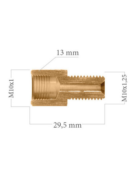 RACOR REDUCTOR HEMBRA CONCAVA M10X100 A MACHO CONCAVO M10X125