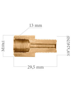 RACOR REDUCTOR HEMBRA CONCAVA M10X100 A MACHO CONCAVO 3/8" 24UNF 2