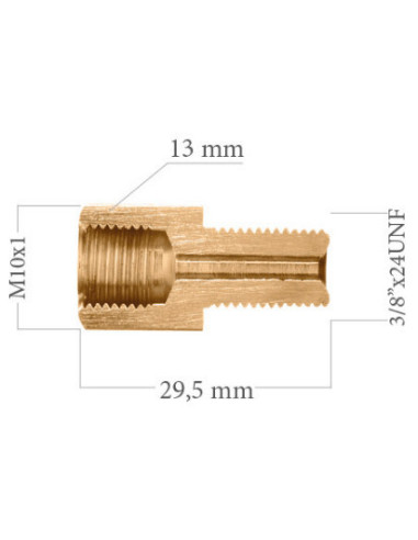 RACOR REDUCTOR HEMBRA CONCAVA M10X100 A MACHO CONCAVO 3/8" 24UNF
