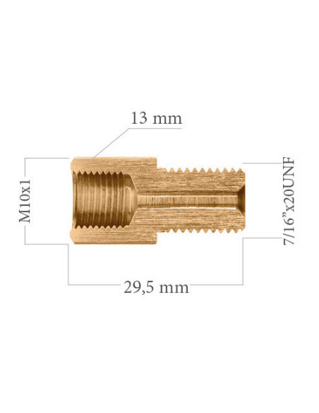 REDUCER UNION ADAPTER FITTING FEMALE CONCAVE M10X100 TO MALE CONCAVE 7/16" 20UNF
