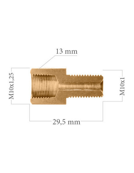 RACOR REDUCTOR HEMBRA CONCAVA M10X125 A MACHO CONCAVO M10X100