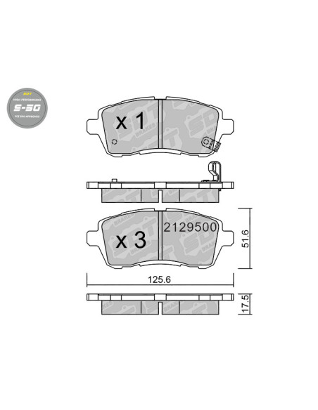 FRONT HIGH PERFORMANCE BRAKEPADS S50 DAIHATSU MATERIA FORD FIESTA
