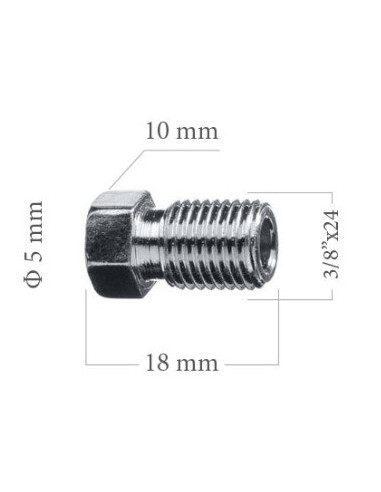 RACOR MACHO 3/8" 24UNF DE ACERO PARA TUBO DE FRENO 4.75MM