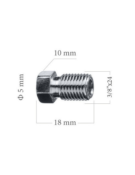 RACOR MACHO 3/8" 24UNF DE ACERO PARA TUBO DE FRENO 4.75MM