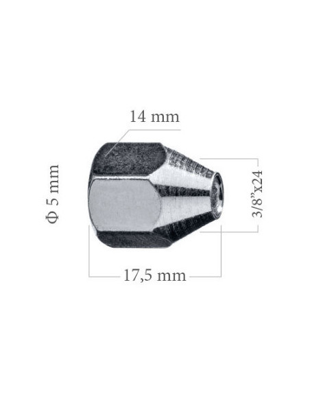 RACOR HEMBRA 3/8" 24UNF PARA TUBO DE FRENO 4.75MM