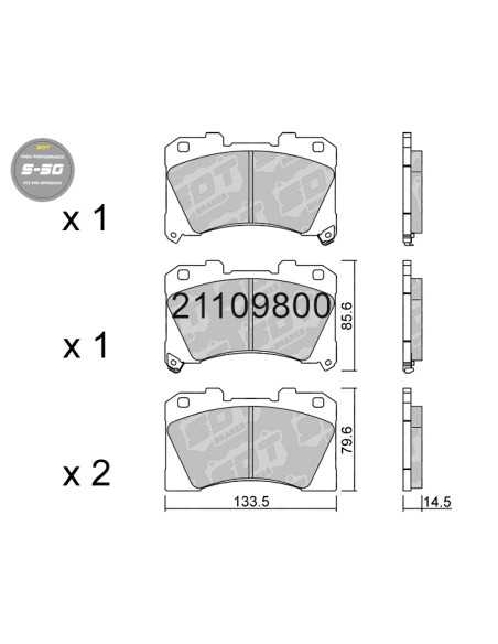 FRONT HIGH PERFORMANCE S50 BRAKEPADS TOYOTA YARIS GR 1.6 TURBO (GXPA16) (AKEBONO CALIPER)