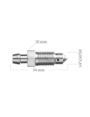 Tornillo Sangrador Purgador De Acero 3/8" 24Unf Sangrador Largo 34Mm