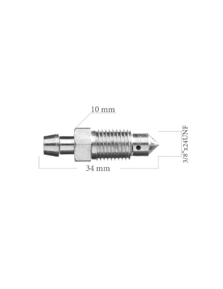 TORNILLO SANGRADOR PURGADOR DE ACERO 3/8" 24UNF SANGRADOR LARGO 34MM