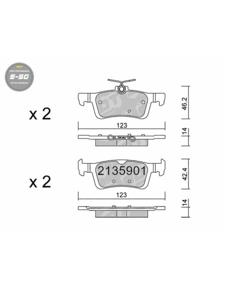 PASTILLAS DE FRENO TRASERAS HIGH PERFORMANCE S50 FORD FIESTA MK8