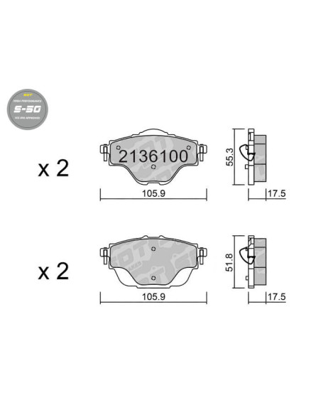 PASTILLAS DE FRENO TRASERAS HIGH PERFORMANCE S50 CITROEN C4 PICASSO DS7 PEUGEOT 308 II OPEL CORSA F