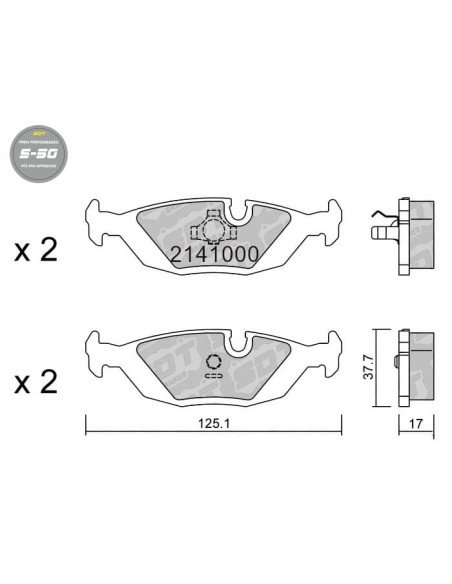 REAR HIGH PERFORMANCE BRAKEPADS S50 BMW SERIE 3 E30 SERIE 5 E28 SERIE 6 E24 Z1