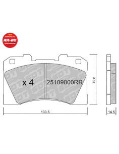 FRONT RACING BRAKEPADS RR80 TOYOTA YARIS GR 1.6 TURBO (GXPA16)