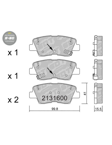 PASTILLAS DE FRENO TRASERAS HIGH PERFORMANCE S50 EPB HYUNDAI ACCENT RB I30 GD I40 VELOSTER KIA CEED PRO CEED SPORTAGE