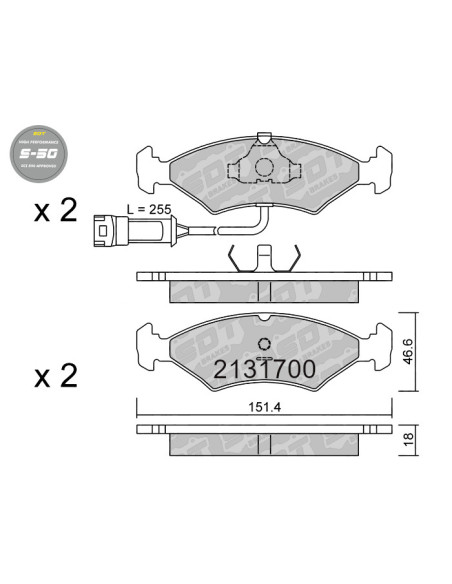 FRONT HIGH PERFORMANCE BRAKEPADS S50 FORD ESCORT ORION SIERRA