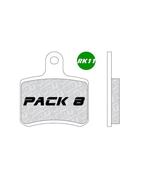 PACK 8 SETS REAR RK11 SOFT RACING KART PADS BRK11G608 (GREEN - 16 PCS)