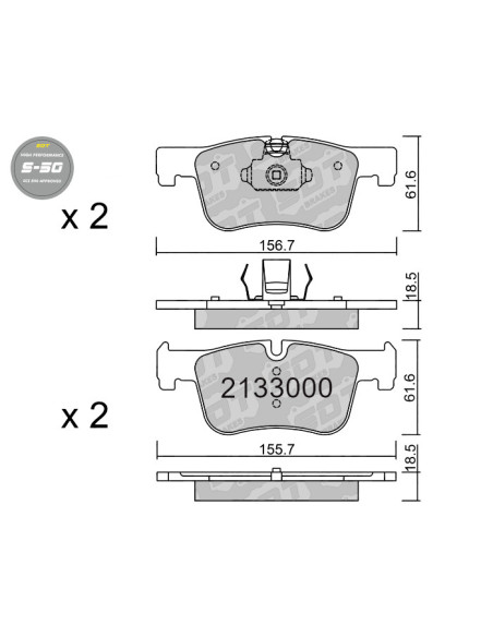 PASTILLAS DE FRENO DELANTERAS HIGH PERFORMANCE S50 BMW SERIE 1 F20 F21 SERIE 2 F22 F23 SERIE 3 F30 F80 SERIE 4 F32 F82