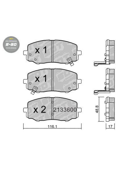 PASTILLAS DE FRENO DELANTERAS HIGH PERFORMANCE S50 HYUNDAI i20 PB PBT