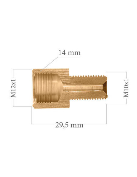 RACOR REDUCTOR HEMBRA CONCAVA M12X100 A MACHO CONCAVO M10X100