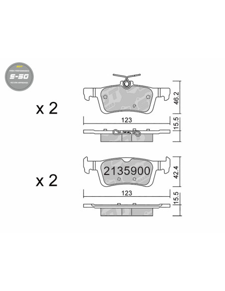 REAR HIGH PERFORMANCE BRAKEPADS S50 PEUGEOT 308 MK2