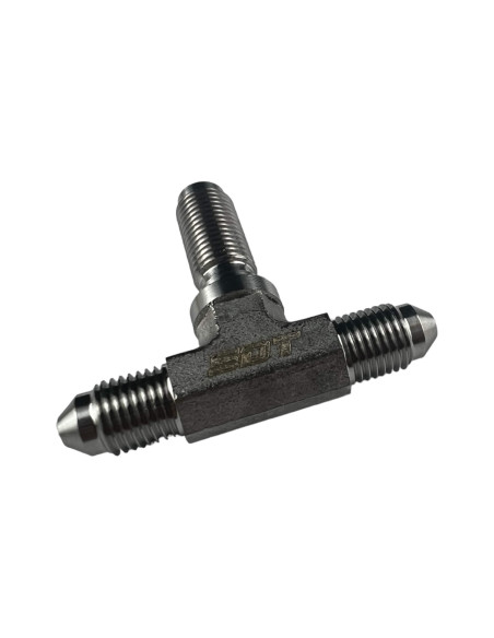 STAINLESS STEEL STRAIGHT MALE BULKHEAD TEE 3/8” X 24 UNF (CONVEX)