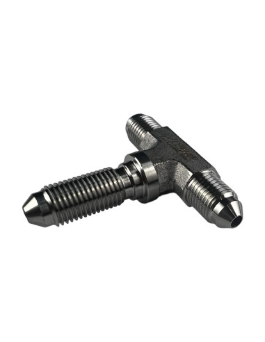 STAINLESS STEEL STRAIGHT MALE BULKHEAD TEE 3/8” X 24 UNF (CONVEX)