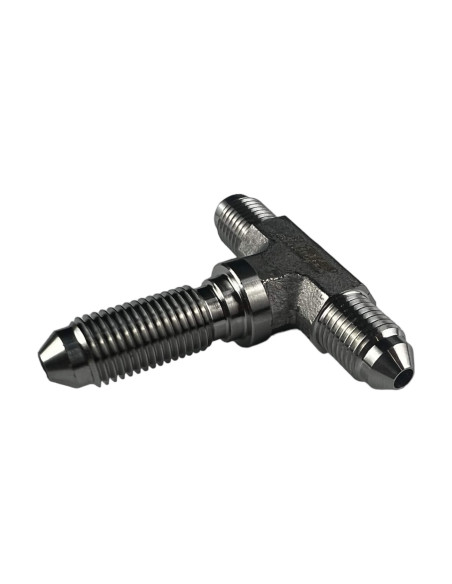 STAINLESS STEEL STRAIGHT MALE BULKHEAD TEE 3/8” X 24 UNF (CONVEX)