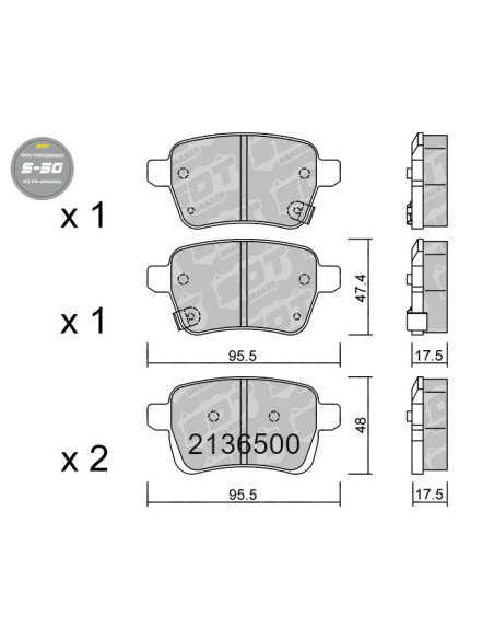 REAR HIGH PERFORMANCE BRAKEPADS S50 FIAT 500L OPEL ADAM CORSA E