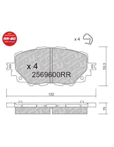 PASTILLAS DE FRENO DELANTERAS RACING RR80 ABARTH 124 FIAT 124 MK2 MAZDA MX5 ND