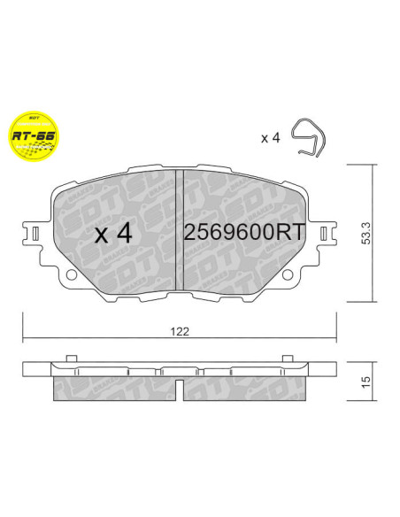 PASTILLAS DE FRENO DELANTERAS RACING RT66 ABARTH 124 FIAT 124 MK2 MAZDA MX5 ND