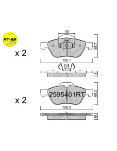 PASTILLAS DELANTERAS RACING RT66 RENAULT TWINGO RS CLIO 3 MEGANE 2 SCENIC 2