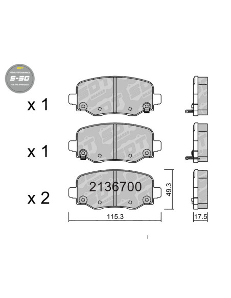PASTILLAS DE FRENO TRASERAS HIGH PERFORMANCE S50 FIAT 500X JEEP RENEGADE