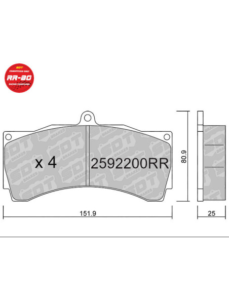 FRONT RACING RR80 BRAKEPADS TCR ALCON AP RACING CP3558D54 CP4218 BREMBO B51 D54mm