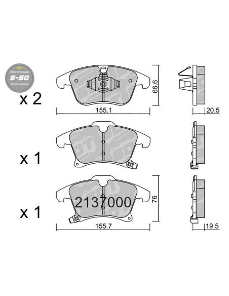PASTILLAS DE FRENO DELANTERAS HIGH PERFORMANCE S50 FORD GALAXY CK MONDEO MK4 SMAX CJ