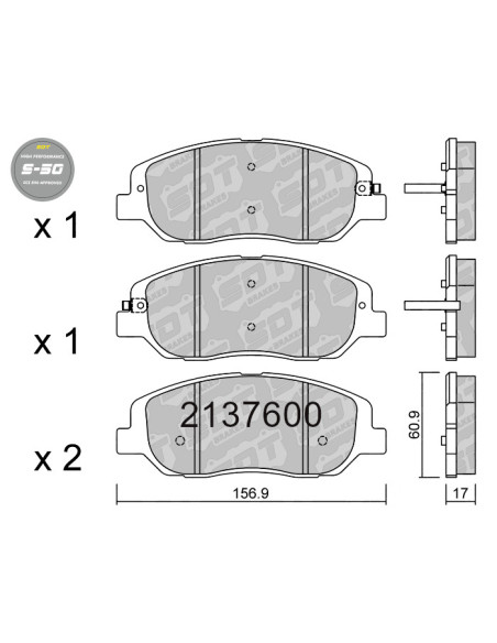 FRONT HIGH PERFORMANCE BRAKEPADS S50 HYUNDAI SANTA FE GRAND SANTA FE SSANGYONG KORANDO