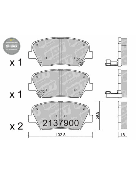 PASTILLAS DE FRENO DELANTERAS HIGH PERFORMANCE S50 KIA CARENS