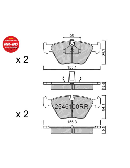 PASTILLAS DE FRENO DELANTERAS RACING RR80 BMW SERIE 3 E46 330i Z4 E85 MG ZT