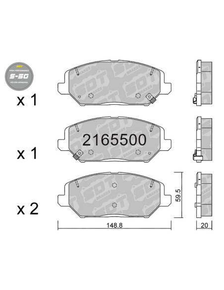 Pastillas de de freno delanteras High Performance S50 Hyundai i30 PD Veloster JS Kia Ceed CD XCeed CD