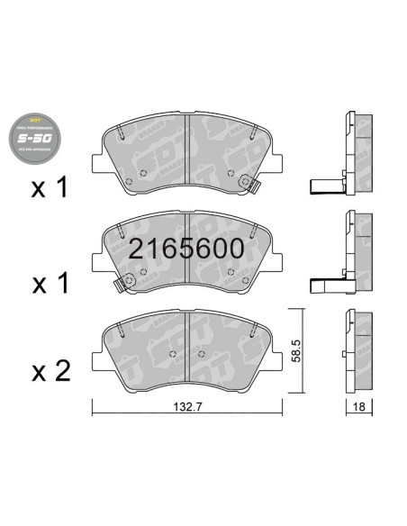 Pastillas de freno delanteras High Performance S50 Hyundai Bayon i20 BC3 BI3 Kia Stonic YB