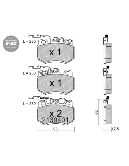 PASTILLAS DE FRENO DELANTERAS HIGH PERFORMANCE S50 CITROEN AX C15 VISA ZX PEUGEOT 205 309