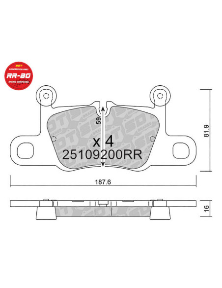 RR80 rear racing brakepads PORSCHE 981 CAYMAN GT4 991 GT3 991.2 GT3 992 3.0 CARRERA 4S 918 SPYDER