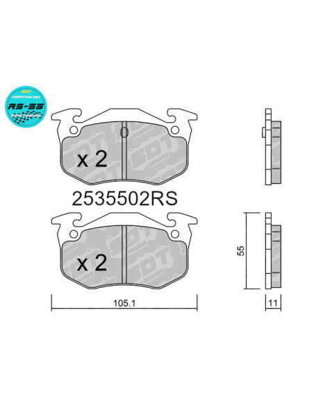 Pastillas traseras Racing RS55 CITROEN SAXO ZX PEUGEOT 106 205 206 306 309 RENAULT R5 GT TURBO R11