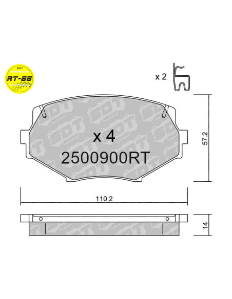 Pastillas delanteras Racing RT66 MAZDA MX5 NB (Con discos Ø256mm)