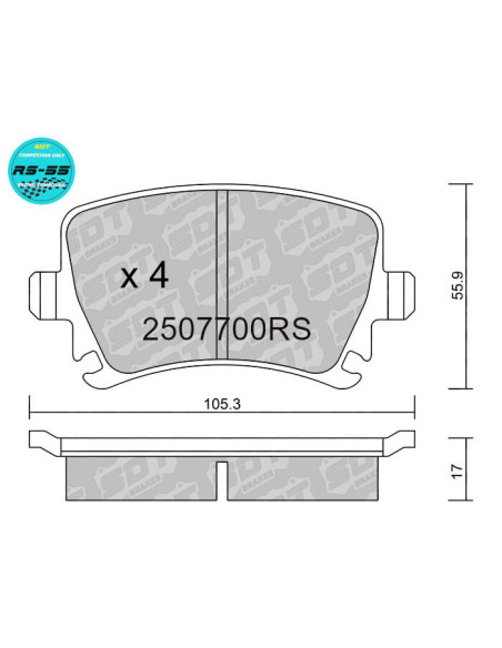 Pastillas de freno traseras Racing RS55 AUDI A3 8PA4 B7 TT 8J SEAT LEON 1P LEON 5F SKODA OCTAVIA VW GOLF V VI SCIROCCO