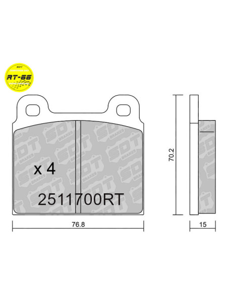 Pastillas racing RT66 ALFA ROMEO 1750 MONTREAL SPIDER FERRARI 308 OPEL MONZA PORSCHE 356
