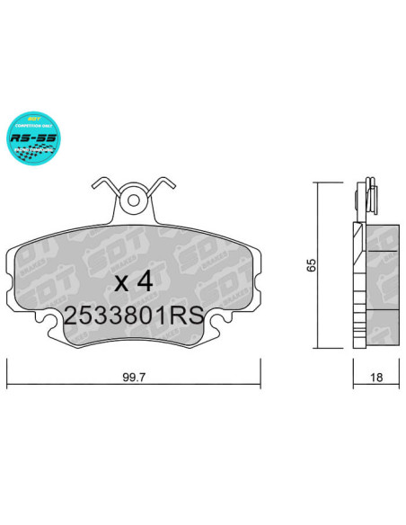 Pastillas delanteras racing RT66 DACIA PEUGEOT 205 GTI 309 GTI RENAULT ALPINE CLIO R5 GT TURBO R11 R19