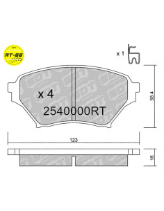 Pastillas de freno delanteras racing RT66 MAZDA NB (Con discos Ø270mm)