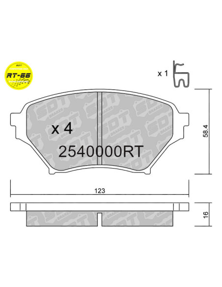 Front racing RT66 brakepads MAZDA NB (with Ø270mm brakedisc)